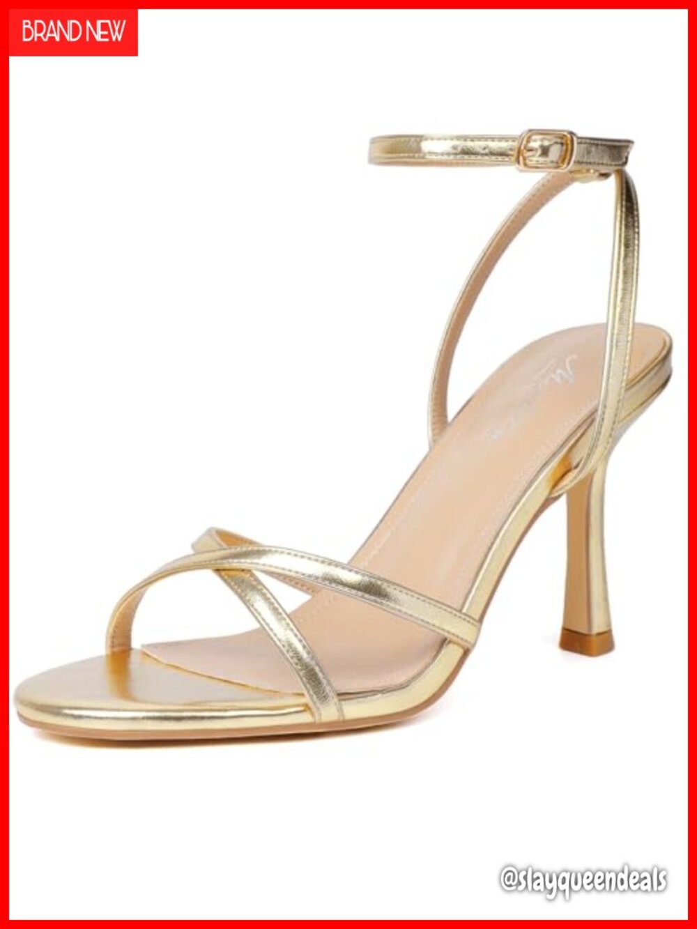 Strappy Heels for Women Stiletto Ankle Strap Sandals Party Prom Faux Leather